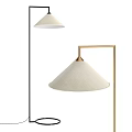 Stylish Modern Floor Lamp Design With Conical Beige Shade And Gold Metal Stand