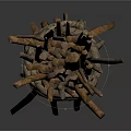 Bundle of Natural Dry Wooden Sticks Tied Securely With Thick Rope