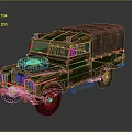 Vintage Military Weapon Transport Truck With Camouflage Paint Canvas Cover And Old Tires