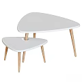 Modern White Triangular Nesting Tables With Wooden Legs For Home Decor 3d model