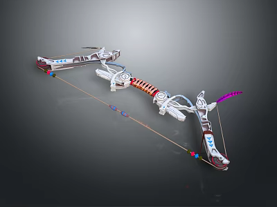 Modern Compound Bow Weapon With Colorful Accents Metal Structure And Detailed Design 3d model