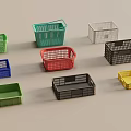 Multi Colored Plastic Storage Baskets in Various Styles for Home Organization 3d model