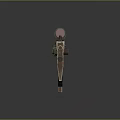 Rusty Barrel Firearm With Green Components And Mechanical Structure Design