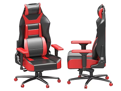 Black and Red Ergonomic Office Chair with Adjustable Armrests Swivel Base and Rolling Wheels 3d model