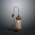 Elegant Vintage Copper Wall Mounted Lighting Combination With Grid Shade Design 3d model
