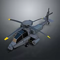 Gray Military Helicopter Model With Yellow Rotor Tips And Black Windows