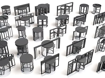 Various Designed Black Tables And Chairs 3D Models With Multiple Styles 3d model