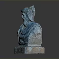 Blue Medical Education Bust Model Device with Square Base and Dark Background