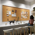 Cat Themed Mall Shop Featuring Display Shelves With Cat Trees Customers And Cat Face Decoration