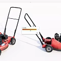 Red Manual Push Lawn Mowers As Agricultural Equipment For Garden Maintenance