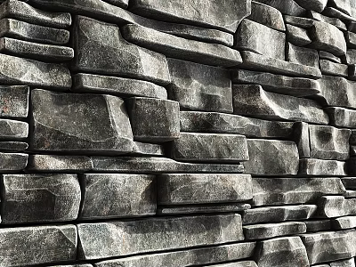 Natural Style Home Decor With Stone Walls And Wood Panels In Interior Design 3d model