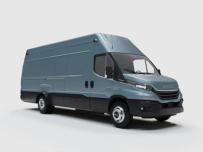 Blue Modern Commercial Van Featuring Sleek Exterior And Business Transport Design 3d model