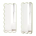 Two Scalloped Edge Wall Mirrors With Green Frame For Modern Interior Decor