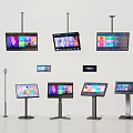 Modern Entertainment Electronics With Multiple Hanging And Standing Screens Colorful Interfaces And Microphone 3d model
