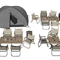 Outdoor Camping Table and Chair Sets with Foldable Chairs Near Tent for Activities