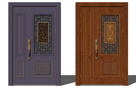 New Chinese-style door carved security door entry unit door 3d model