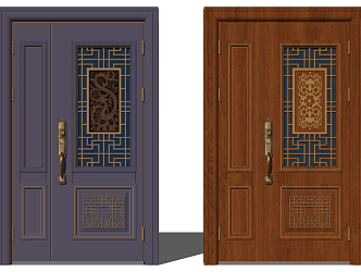 New Chinese-style door carved security door entry unit door 3d model