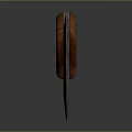 Bloodstained Machete With Striped Blade Wooden Handle And Reflective Surface On Dark Background