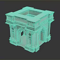 White Classical Architectural Model With Arches Ornate Carvings And Open Center