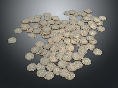Gold Coin Inspired Jewelry Collection With Shiny Metallic Surface And Stacked 3d model
