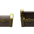 3D Rendered Treasure Chests Closed And Open With Gold Coins