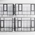 Modern Glass Window Frame Structures With Black Frames And Transparent Glass Panels 3d model