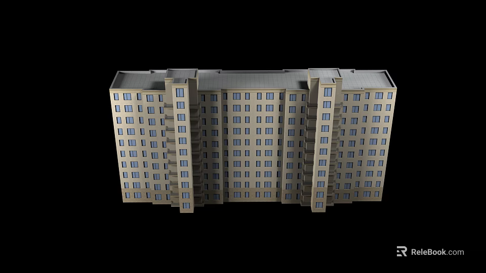 Modern Residential Building Exterior With Multi Storey Structure And Multiple Windows Design 3d model