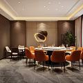 Modern Private Dining Room With Round Table And Elegant Decor 3d model