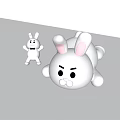 Two Sizes White Rabbit Plush Dolls With Pink Ears Standing And Lying Positions