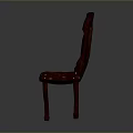 Vintage Carved Single Chair With High Wooden Backrest And Leather Upholstered Seat