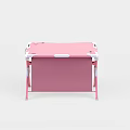 Pink Foldable Entertainment Desk With White Frame And Small Side Shelf 3d model