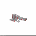 Gray Storage Containers In Various Sizes With Red Edges And Removable Lids