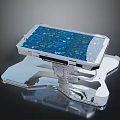 Transparent Electronic Device With Blue Circuit Board And Shiny Base Structure