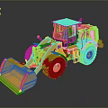 Yellow Heavy Duty Front Loader With Large Bucket Black Wheels And Cab