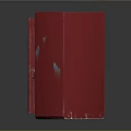 Vintage Red Lockers With Graffiti Art Open Door And Shelves Inside