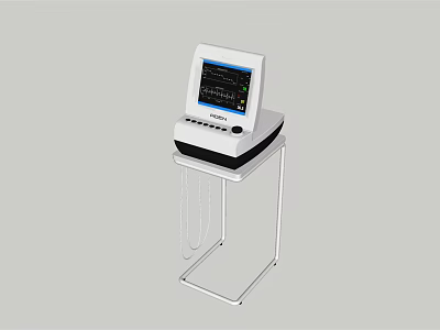 Medical Patient Monitor With Display Screen On Metal Stand For Vital Signs Monitoring 3d model