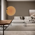 Modern Living Dining Room Interior With Gray Sofa Coffee Table Area Rug And Artwork