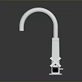 Modern Silver Curved Household Faucet With Dual Handles And Shiny Surface