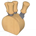 Wooden Kitchen Knife Block With Multiple Stainless Steel Knives And Wooden Handles