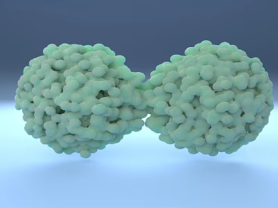 Medical Device Microscopic Components Featuring Green Spherical Textured Surfaces 3d model