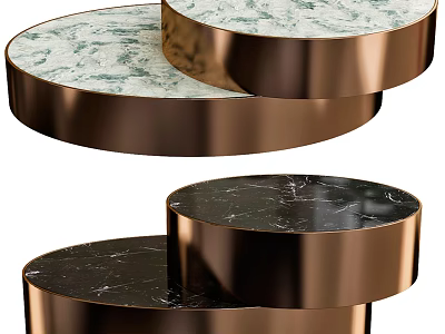 Elegant Modern Round Coffee Table With Smooth Marble Top And Metal Frame 3d model