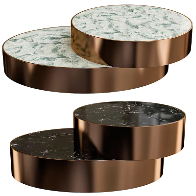 Elegant Modern Round Coffee Table With Smooth Marble Top And Metal Frame 3d model