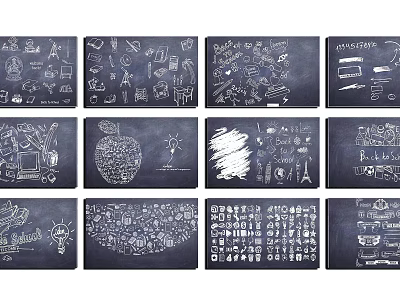 Chalkboard Style Wall Hangings With Hand Drawn Illustrations For Home Decor 3d model