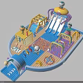 Colorful Boat Shaped Kids Playground Equipment with Slide Ball Pit Climbing Structure and Cartoon Decorations
