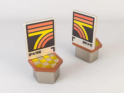 Bevins 3458 Childrens Chair With Orange Black Curved Stripes And Checkerboard Base 3d model