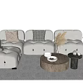 Quiet corner sofa tea table combination 3d model