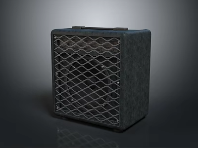 Modern Gray Computer Speaker With Diamond Mesh Grille For Desktop Use 3d model