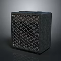 Modern Gray Computer Speaker With Diamond Mesh Grille For Desktop Use 3d model
