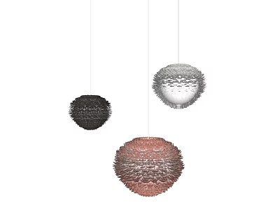 Stylish Modern Pendant Lights with Black Silver Copper Spherical Textured Design 3d model