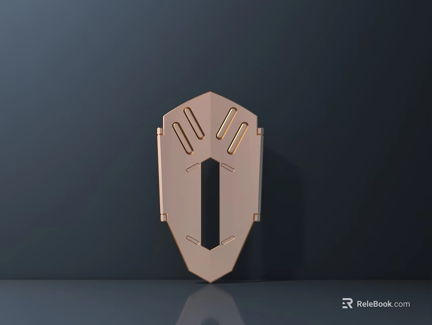 Modern Minimalist Wall Decor With Geometric Shield Shape And Metallic Copper Finish 3d model 